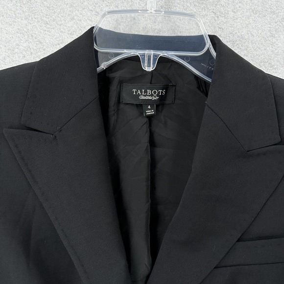 Talbots Blazer Jacket Womans 4 Black Suit Shoulder Pads 2 Button - Picture 6 of 13